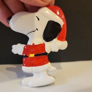 Vintage Peanuts Snoopy Christmas Ornament Made in Japan Snoopy in Santa Suit EUC